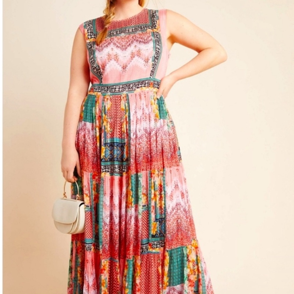 Anthropologie Bhanuni Jyoti Alessandra Maxi Dress 20W embroidered, beaded, gorg.